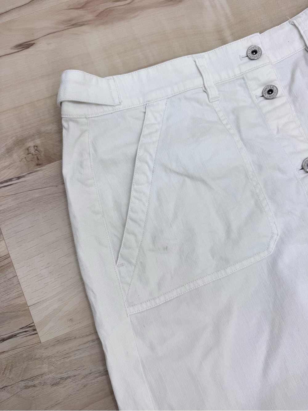 Lauren Ralph Lauren Denim Button Down long Skirt white silver buttons Sz 8 - Picture 3 of 8